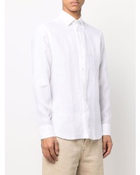 Мужская белая льняная рубашка с длинным рукавом от Etro