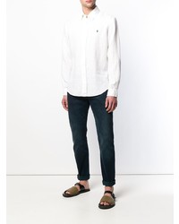 Мужская белая льняная рубашка с длинным рукавом от Ralph Lauren