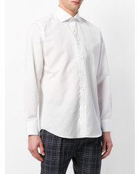 Мужская белая льняная рубашка с длинным рукавом от Canali