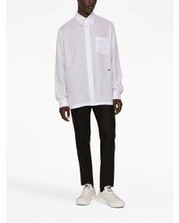 Мужская белая льняная рубашка с длинным рукавом от Dolce & Gabbana