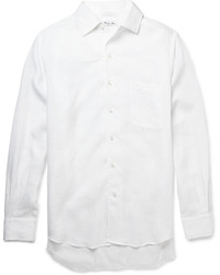Мужская белая льняная рубашка с длинным рукавом от Loro Piana
