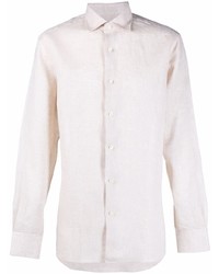 Мужская белая льняная рубашка с длинным рукавом от Malo