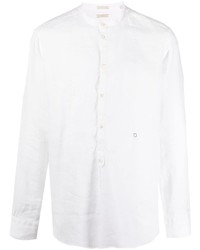 Мужская белая льняная рубашка с длинным рукавом от Massimo Alba