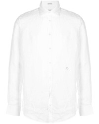Мужская белая льняная рубашка с длинным рукавом от Massimo Alba
