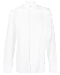 Мужская белая льняная рубашка с длинным рукавом от Peuterey