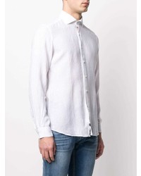 Мужская белая льняная рубашка с длинным рукавом от Fay