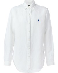 Мужская белая льняная рубашка с длинным рукавом от Polo Ralph Lauren