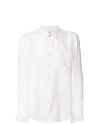 Мужская белая льняная рубашка с длинным рукавом от Ps By Paul Smith