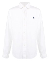 Мужская белая льняная рубашка с длинным рукавом от Ralph Lauren