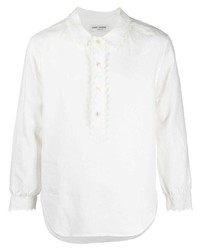 Мужская белая льняная рубашка с длинным рукавом от Saint Laurent