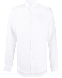 Мужская белая льняная рубашка с длинным рукавом от Salvatore Ferragamo