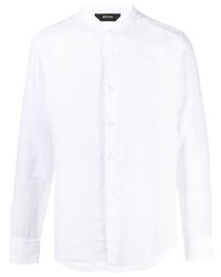Мужская белая льняная рубашка с длинным рукавом от Z Zegna