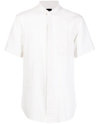 Мужская белая льняная рубашка с коротким рукавом в вертикальную полоску от Armani Exchange