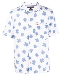 Мужская белая льняная рубашка с коротким рукавом с цветочным принтом от Tommy Hilfiger