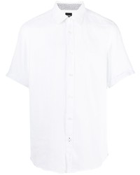 Мужская белая льняная рубашка с коротким рукавом от BOSS