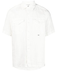 Мужская белая льняная рубашка с коротким рукавом от C.P. Company