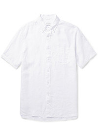 Мужская белая льняная рубашка с коротким рукавом от Club Monaco