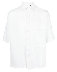 Мужская белая льняная рубашка с коротким рукавом от Costumein