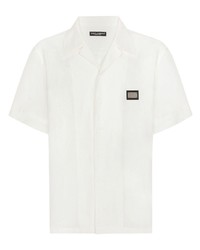 Мужская белая льняная рубашка с коротким рукавом от Dolce & Gabbana