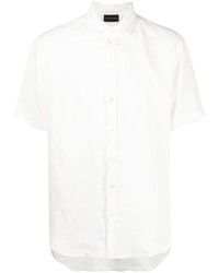 Мужская белая льняная рубашка с коротким рукавом от Emporio Armani