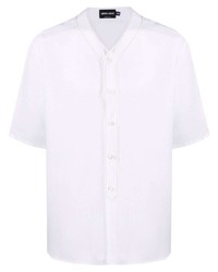Мужская белая льняная рубашка с коротким рукавом от Giorgio Armani