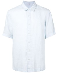 Мужская белая льняная рубашка с коротким рукавом от James Perse