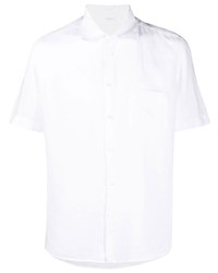 Мужская белая льняная рубашка с коротким рукавом от Malo