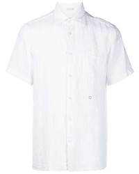 Мужская белая льняная рубашка с коротким рукавом от Massimo Alba