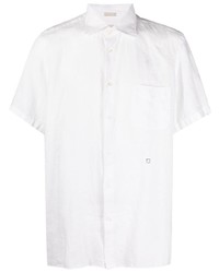 Мужская белая льняная рубашка с коротким рукавом от Massimo Alba