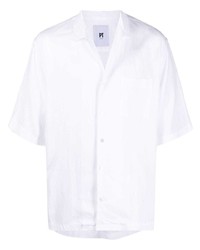 Мужская белая льняная рубашка с коротким рукавом от PT TORINO