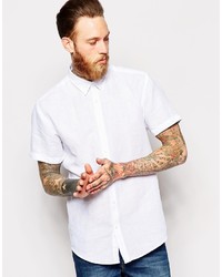 Мужская белая льняная рубашка с коротким рукавом от Selected