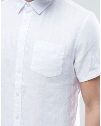 Мужская белая льняная рубашка с коротким рукавом от Celio