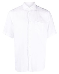 Мужская белая льняная рубашка с коротким рукавом от Xacus