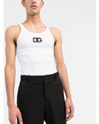 Мужская белая майка с вышивкой от Dolce & Gabbana