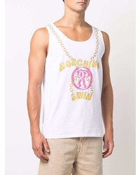 Мужская белая майка с принтом от Moschino