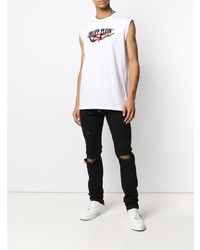 Мужская белая майка с принтом от Philipp Plein