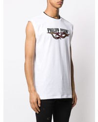 Мужская белая майка с принтом от Philipp Plein