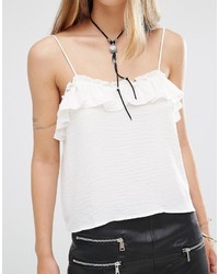 Женская белая майка с рюшами от Mango