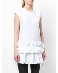 Женская белая майка с рюшами от Alexander McQueen