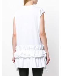 Женская белая майка с рюшами от Alexander McQueen