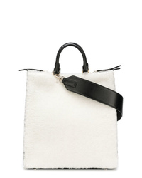 Белая меховая большая сумка от Jil Sander