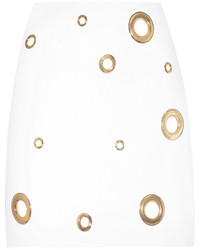 Белая мини-юбка с украшением от Versace