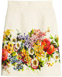 Белая мини-юбка с цветочным принтом от Dolce & Gabbana