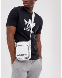 Мужская белая поясная сумка из плотной ткани от adidas Originals