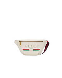 Белая поясная сумка из плотной ткани от Gucci