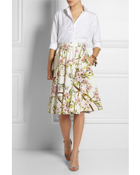 Белая пышная юбка с цветочным принтом от Dolce & Gabbana