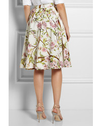 Белая пышная юбка с цветочным принтом от Dolce & Gabbana