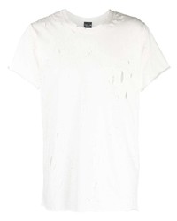 Мужская белая рваная футболка с круглым вырезом от COOL T.M