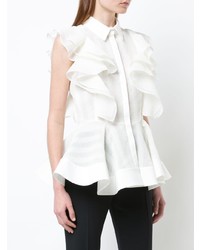 Женская белая рубашка без рукавов с рюшами от Antonio Berardi