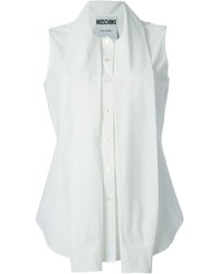 Женская белая рубашка без рукавов от Moschino